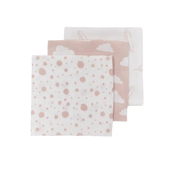 Hydrofiele Luiers 3pak Veren - Wolken – Stippen Roze/Wit