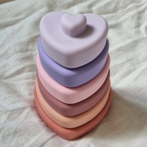 Siliconen stapeltoren heart pink